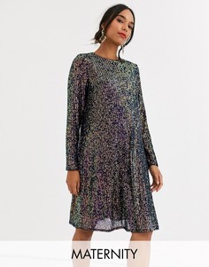 Свободное платье мини с пайетками TFNC Maternity-Мульти