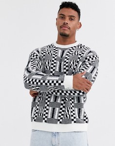 Oversize-джемпер в клетку ASOS DESIGN-Темно-синий