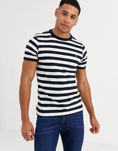 Темно-синяя футболка в полоску с логотипом Farah-Темно-синий