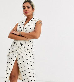 Платье миди в горошек с запахом ASOS DESIGN Petite-Мульти