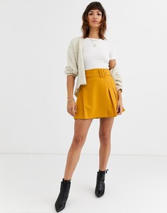 Мини-юбка в стиле килта с ремнем ASOS DESIGN-Желтый