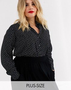 Рубашка с принтом сердечек New Look Curve-Черный
