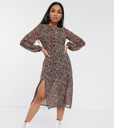 Платье миди с цветочным принтом и разрезами Missguided Petite-Мульти