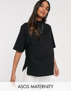 Черная футболка с высоким воротом ASOS DESIGN Maternity-Черный