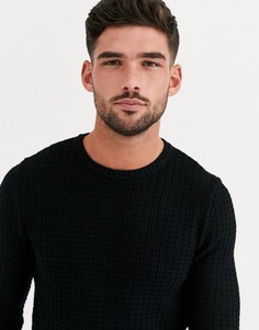 Черный трикотажный облегающий джемпер ASOS DESIGN