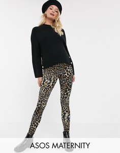 Леггинсы со звериным принтом ASOS DESIGN Maternity-Мульти