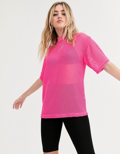 Oversize-футболка из сетки ASOS DESIGN-Розовый
