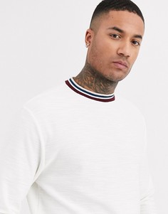 Меланжевый свободный лонгслив с контрастной окантовкой ASOS DESIGN-Бежевый
