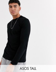Черный лонгслив с круглым вырезом ASOS DESIGN Tall