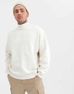 Серовато-белый oversize-свитшот с высоким воротником ASOS DESIGN