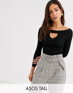 Боди со спущенными плечами и вырезом ASOS DESIGN Tall-Черный