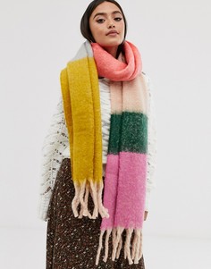 Пушистый шарф-oversize в полоску колор блок ASOS DESIGN-Мульти