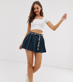 Теннисная юбка из переработанных материалов с отделкой лентой с логотипом и поясом с пряжкой Ellesse-Темно-синий