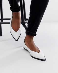 Белые балетки с высокой союзкой ASOS DESIGN - Levels-Белый