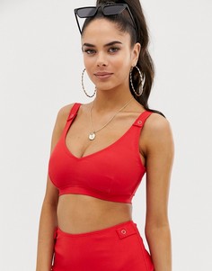 Красный комбинируемый кроп-топ в рубчик ASOS DESIGN dd-g