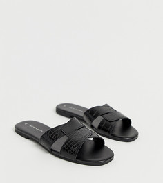 Черные сандалии с перекрестными ремешками и эффектом крокодиловой кожи New Look-Черный