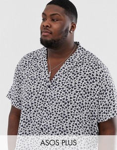 Свободная рубашка с принтом сердец и воротником в виде лацканов ASOS DESIGN Plus-Белый