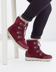 Красные непромокаемые ботинки на шнуровке Sorel explorer-Красный