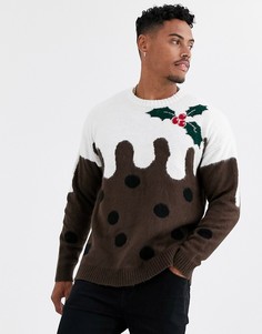 Новогодний джемпер с рисунком пудинга ASOS DESIGN-Коричневый