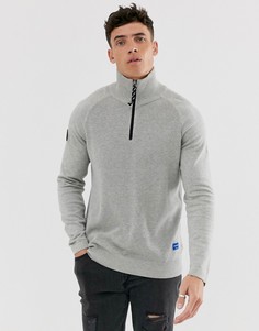 Серый вязаный джемпер с короткой молнией Jack & Jones