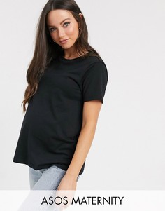 Черная футболка из органического хлопка с круглым вырезом ASOS DESIGN Maternity-Черный