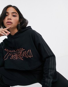 Черно-красное укороченное худи adidas Originals x Fiorucci-Черный