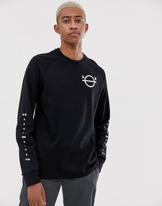 Футболка с длинным рукавом с принтом на рукавах Scotch and Soda-Черный