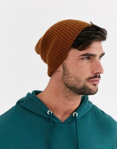 Свободная шапка-бини ASOS DESIGN-Светло-коричневый