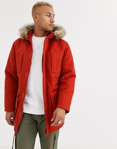 Оранжевая парка с искусственным мехом ASOS DESIGN-Оранжевый