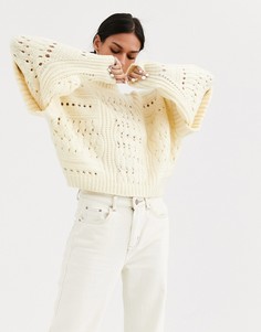 Джемпер с отделкой на плечах ASOS DESIGN-Кремовый