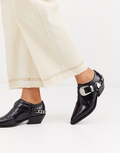 Черные кожаные туфли в ковбойском стиле ASOS DESIGN - Mirror-Черный