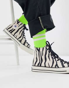 Неоново-зеленые спортивные носки в полоску ASOS DESIGN-Мульти