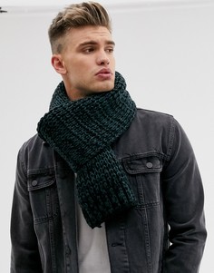 Черно-зеленый вязаный шарф ASOS DESIGN