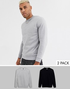 2 свитшота (серый меланжевый/черный) ASOS DESIGN-Мульти