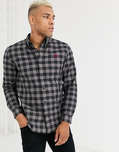 Серая рубашка в клетку с воротником на пуговицах Fred Perry-Серый