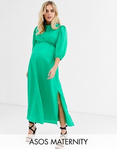 Атласное платье миди ASOS DESIGN Maternity-Зеленый