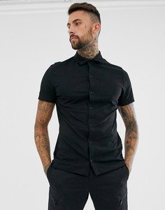 Черная рубашка из органического хлопка ASOS DESIGN-Черный