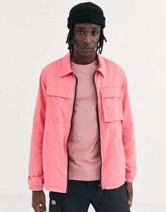 Розовая куртка в стиле милитари с эффектом кислотной стирки ASOS DESIGN-Розовый