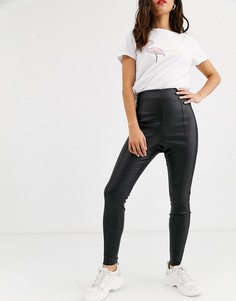 Брюки из искусственной кожи с напылением ASOS DESIGN-Черный