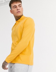Желтое поло из органического хлопка с длинными рукавами ASOS DESIGN-Желтый