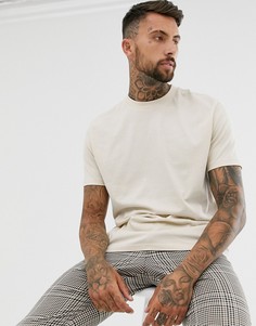 Бежевая свободная футболка из органического хлопка с круглым вырезом ASOS DESIGN-Бежевый
