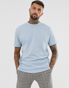 Синяя свободная рубашка из органического хлопка с круглым вырезом ASOS DESIGN-Синий