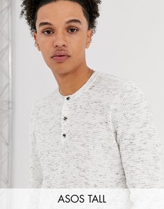 Джемпер из вафельного трикотажа с планкой на пуговицах ASOS DESIGN Tall-Бежевый
