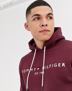Худи бордового цвета с логотипом на груди Tommy Hilfiger-Красный