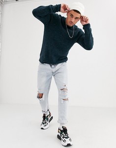 Темно-синий вязаный джемпер в рубчик Only & Sons