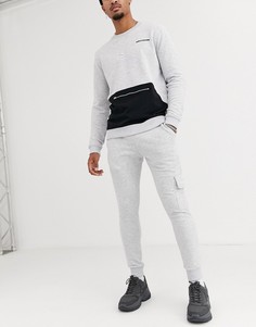 Серые меланжевые облегающие джоггеры от комплекта ASOS DESIGN-Серый