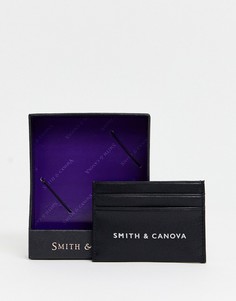 Кожаный кошелек для карт с оранжевой подкладкой Smith & Canova-Черный