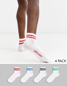 Набор из 4 пар спортивных носков с полосой Jack & Jones-Белый