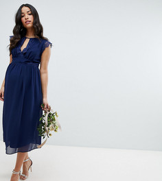 Платье миди с кружевной отделкой TFNC Maternity Bridesmaid-Темно-синий