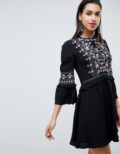 Свободное платье с вышивкой Forever New-Черный